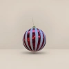 Red and silver striped Christmas ball decorations, festive atmosphere hanging ornaments Specification image